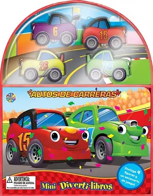 Autos de carreras "(Mini Diverti-Libros) (Incluye 4 figuras y un escenario de juego)" Venta Final