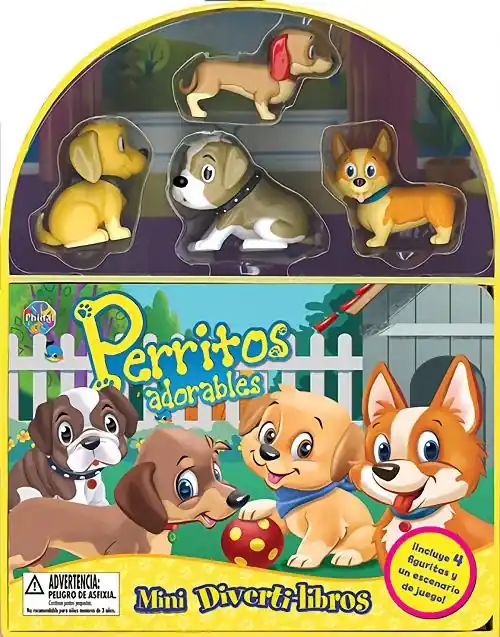 Última Versión Perritos adorables "(Mini Diverti-Libros) (Incluye 4 figuras y un escenario de juego)"